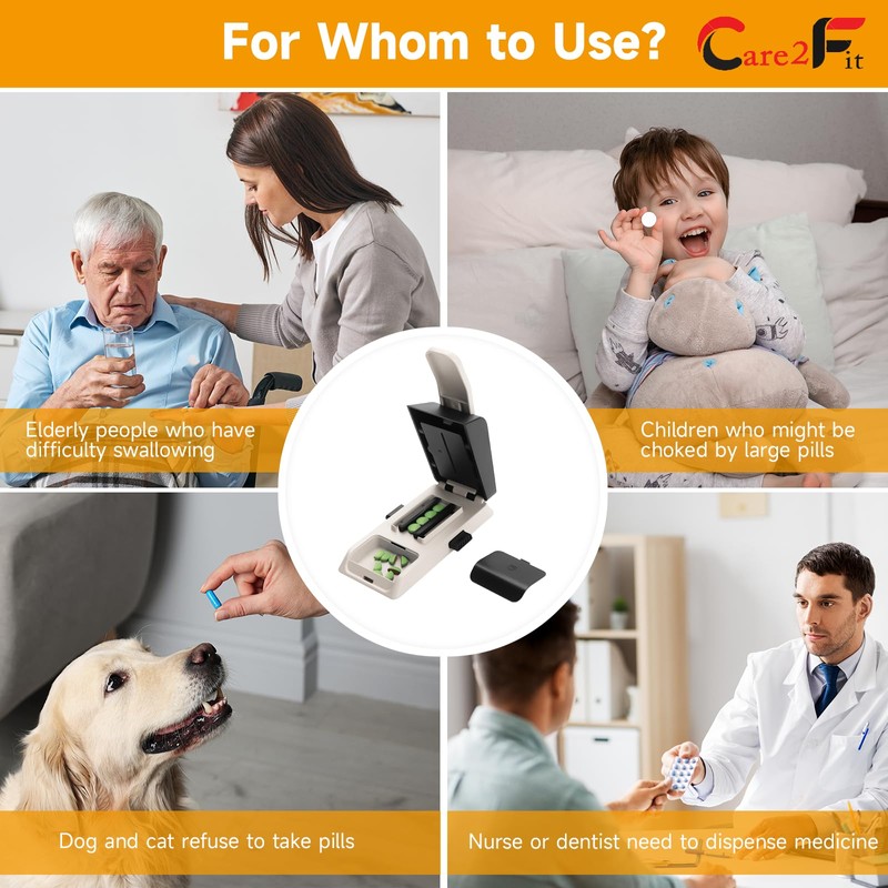 Care2fit Auto Centering Pill Cutter Device, Pill Splitter Made of