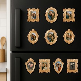 97 Decor Small Gold Picture Frames Set - 10 Mini Vintage Frames For Galley Wall, Assorted Gold Vintage Picture Frame Bulk, Antique Ornate Miniature Frame (without Standing And Backing, Non-magnetic)