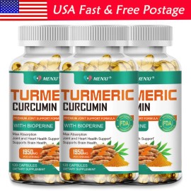 MENXI Turmeric Curcumin w/ Ginger & BioPerine Black Pepper - Joint Health 360 Capsules