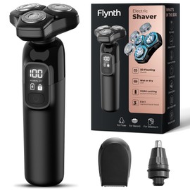 Electric Razor for Men Flynth 3-in-1 Cordless Shaver 3-Blade Rotary Shavers Wet/Dry for Beard Nose & Face, IPX7 Waterproof Fast Charge Travel Trimmer Grooming Set