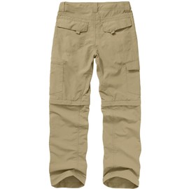 Mens Hiking Pants Convertible Zip Off Lightweight Quick Dry Fishing Safari Camping Travel boy Scout Pants, Khaki, 32