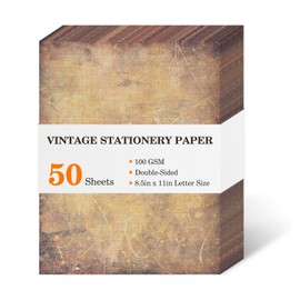 Vintage Printer Paper,Stationery Paper 8.5 x 11,Antique Old Fashion Looking Classic Aged Look Designs Paper for Writing Letters Scroll Printing Typewriter Resume Map,50 Sheets Brown
