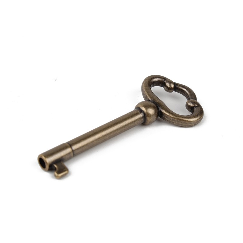 KY-2AB Skeleton Key Antique Brass Plated Hollow Barrel Old Furniture