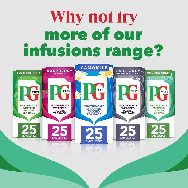 PG Tips Teabags Peppermint, Individually Wrapped Tea Bags, 25 Herbal