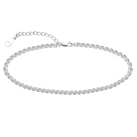 CHIC & ARTSY Women's Anklet Bracelet 925 Sterling Silver Chain Beach Sandal Barefoot Adjustable Gift Box, Sterling Silver, Other-Setting Type