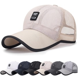 DURINM Mesh Baseball Cap in Summer Cap Men's Summer Women's Cap Adjustable Breathable One Size Sports Baseball Cap Classic Baseball Caps Adjustable Sun Protection, beige, 58