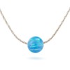 Blue Opal Ball Necklace sterling Silver delicate Jewelry 16" length