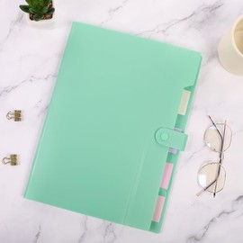 SKYDUE Pack of 2 Expanding Folders, Folder System, Document Folder A4 with Labels, File Folder Sorting Folder with 5 Compartments, Folder for Office School (Green)