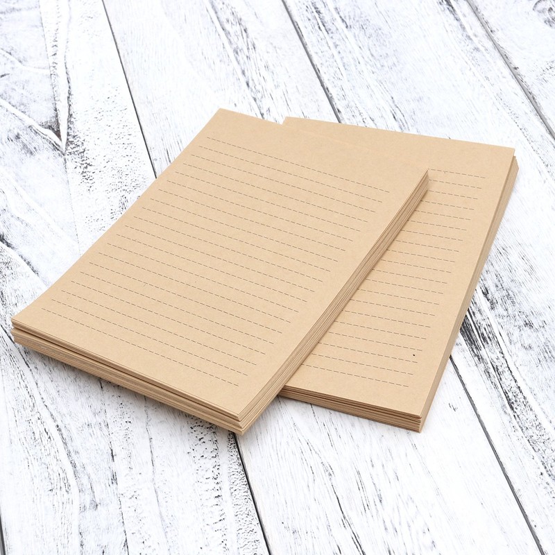 NUOLUX 100Pcs Vintage Kraft A5 Lined Letter Paper Retro Writing