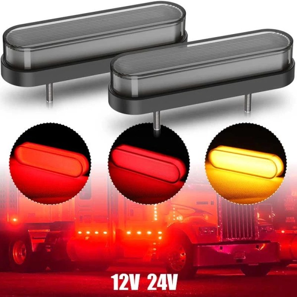 Unbranded 2x Red/Amber 4" LED Truck Trailer Stop Tail Brake