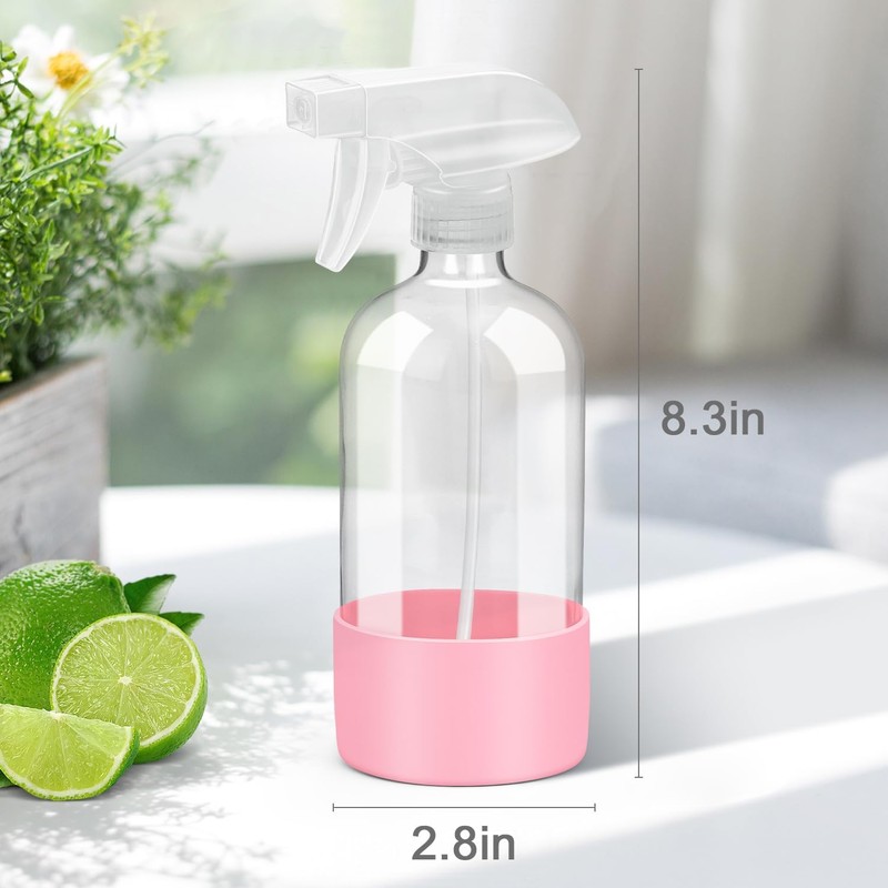 Rionisor Glass Spray Bottles with Silicone Sleeve Protection, Empty 16
