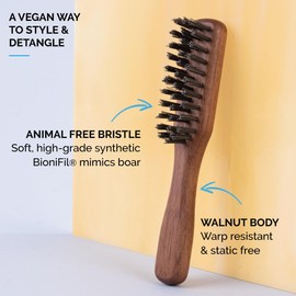 ZEUS Vegan Mustache & Beard Brush with Handle, Soft Bristle & Animal-Free Grooming Brush for Taming & Styling Beard – Made in Germany (J73)