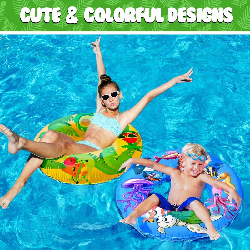 JoyX Kids Pool Floats 3-Pack Inflatable Rings w/Cute Fruit &
