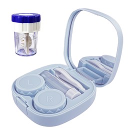 CADEVED Contact Lens Case Kit with Cleaner Washer, Contact Lenses Applicator Removal Tool Kit with Mirror Solution Bottle for Daily and Outdoor Use(Blue)