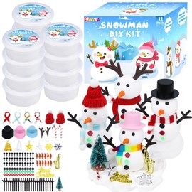 CIYOJA 12Pack Christmas Snowman Crafts DIY Toy, Modeling Clay Snow Man Making Game for Kid