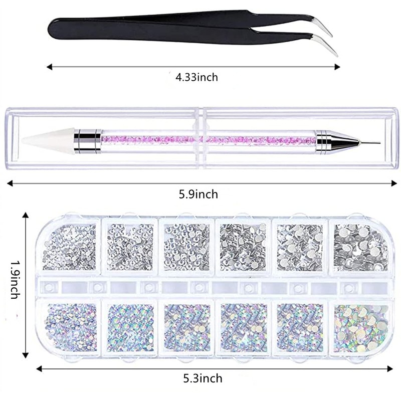 AB Crystal Nail Art Rhinestones, Clear Rhinestones with Flat Back