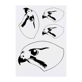 4 x 'Kestrel Head' Temporary Tattoos - Water Resistant, Skin-Safe, Non-Toxic Transfers, Mixed Sizes (TO00079720)