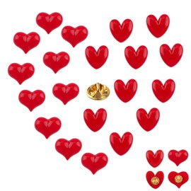 WANDIC 20 PCS Red Heart Metal Pins, 2 Styles Valentine's Day Brooch Vintage Love Heart Pin with Butterfly Clasp for Wedding Daily Wear Bag Decoration
