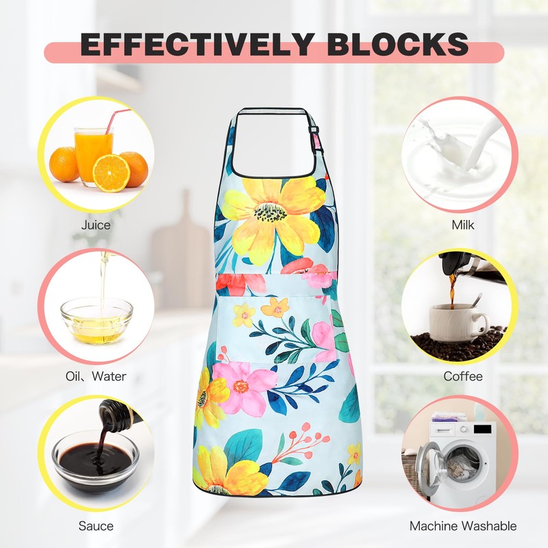 Vizbrite Aprons for Cooking, Adjustable Chef Apron with 2 Pockets,