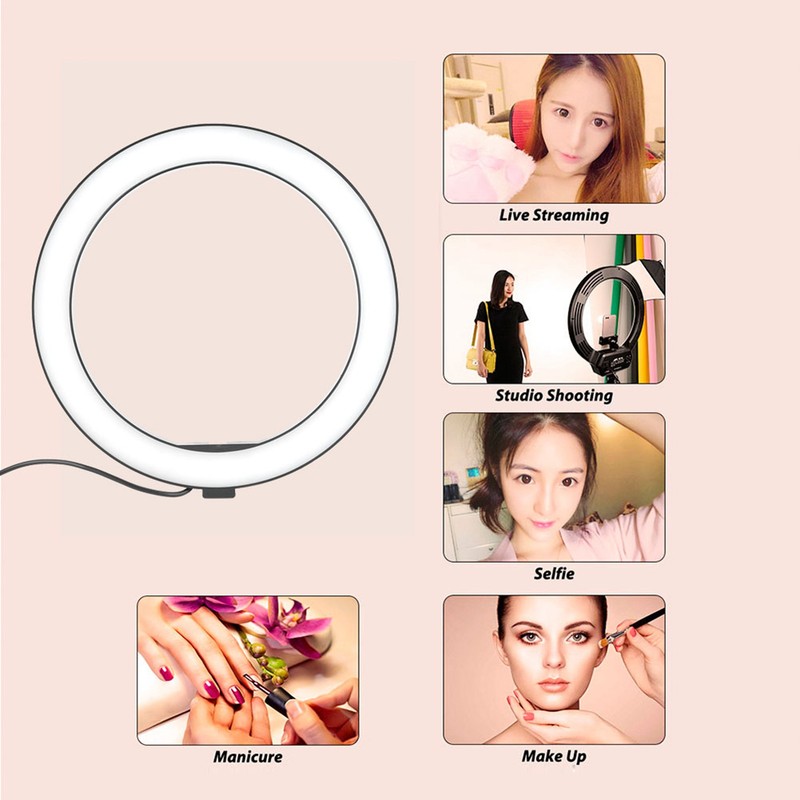 10 Inch 2400‑3000LM 12W LED Ring Light with Cell Phone