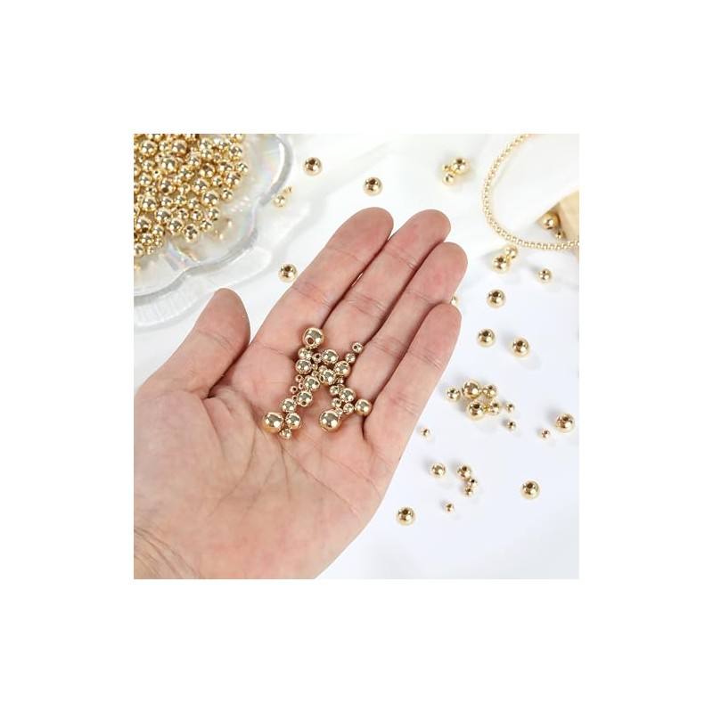 1100 abalorio redondas lisas – 3/4/6/8 mm de oro espaciador