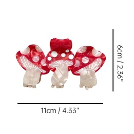 Funny Mushroom Hair Clips,Cellulose Acetate Hair Clips,Big Claw Clips for Girl,Hair Accessories,Red