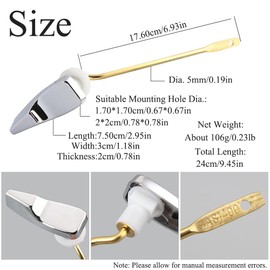 Toilet Handle Replacement Side Mount Toilet Flush Handle Flush Lever for Tank Accessories (Gold)