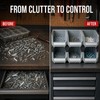 Stackable Plastic Parts Bins for Garage Tool Storage
