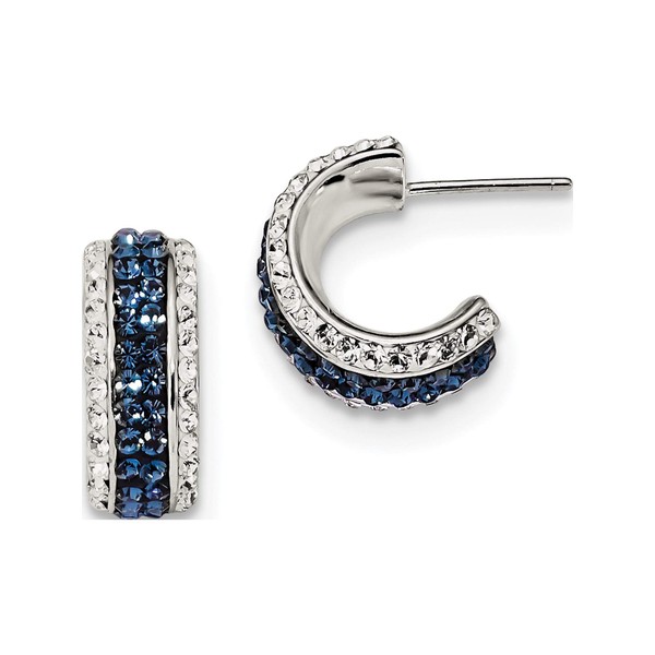 Sterling Silver White/Blue Crystal & Resin Hoops (Length=15) (Width=6.5)