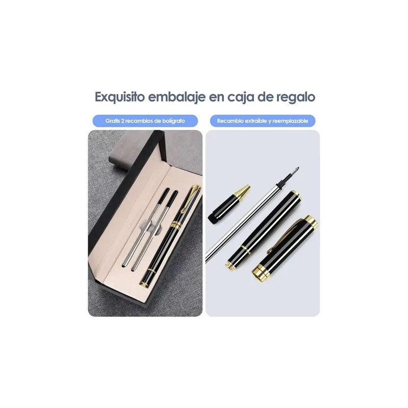 Pluma De Acero Con Recambio Y Caja De Regalo