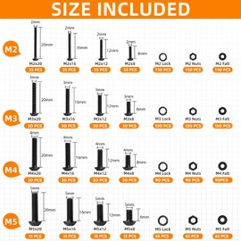 1705PCS Hex Button Head Machine Screw Assortment Kit, M2 M3 M4 M5 Metric Bolts and Nuts Kit with Lock & Flat Washers and Allen Wrench, Grade 10.9 Alloy Steel Metric Bolt Assortment with Case