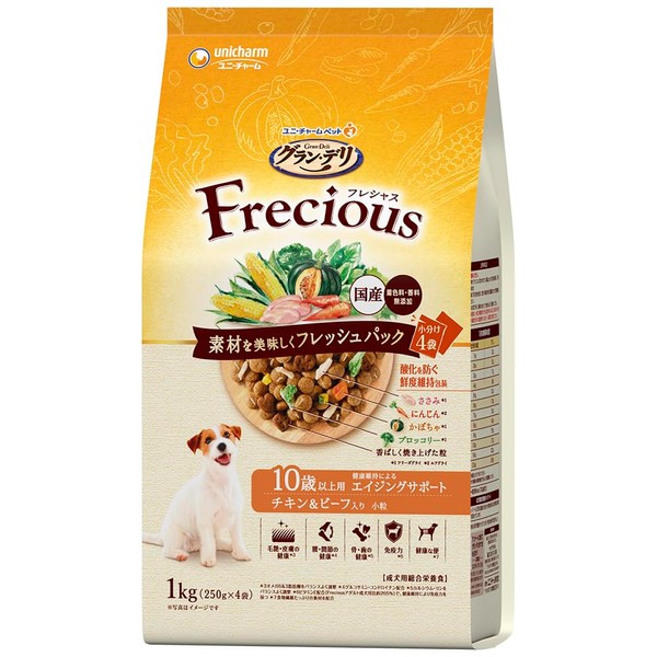 Grandelli Grandelli Frechasse Dog Food, Dry, Senior, For Ages 10 and Up, Includes Chicken, Beef, 2.2 lbs (1 kg), Made in Japan, Unicharm