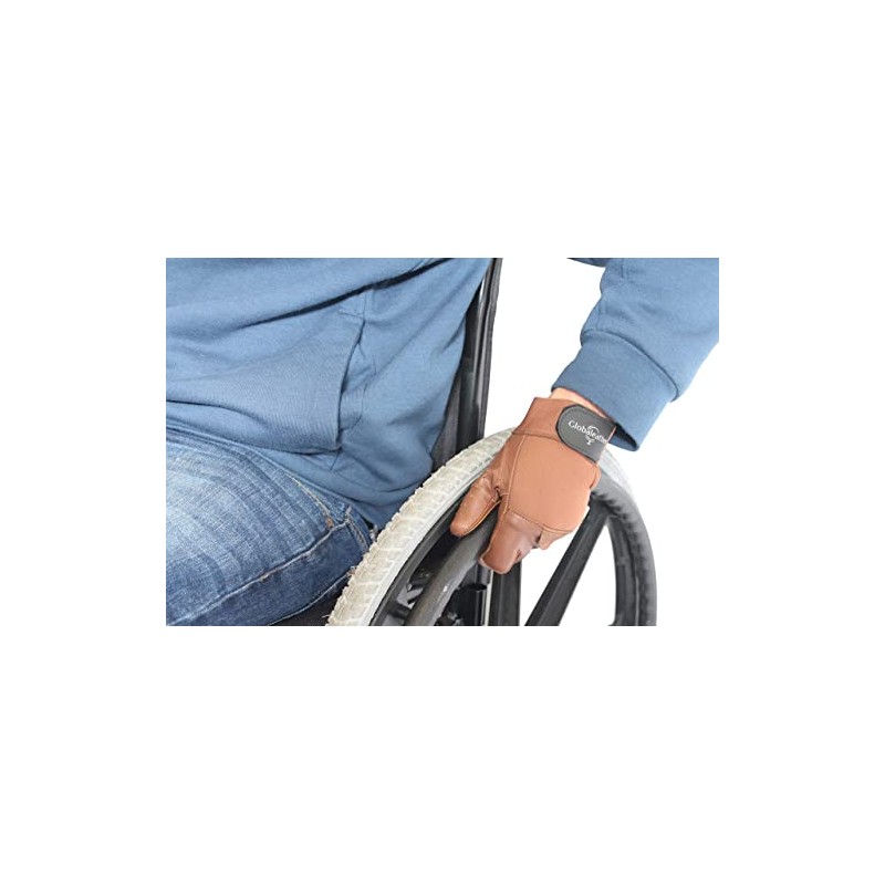 Globaleather Globaleather Classic Fingerless Wheelchair Gloves - Brown (Small) -