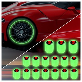 16PCS Fluorescent Tire Valve Stem Caps,Luminous Auto Wheel Air Valve Cap,Universal Decoration Accessories for Car/SUV/Bicycle/Trucks/Motorcycles,Cool Car Gifts (Skull/Green-16pcs)