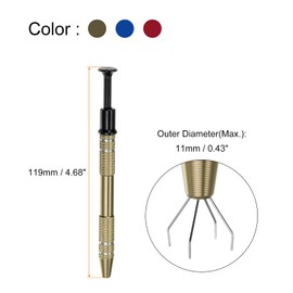 HARFINGTON 3pcs 4-Claw Pick Up Tool Piercing Ball Grabber Stainless Steel Jeweler's Pick Up Tool 4 Prongs Grabber for IC Chip Electronic Components Parts, Blue/Red/Brown