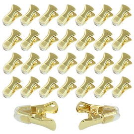 Jiozermi 30 Pcs 20x8mm Gold Small Metal Clips, Non-slip Clips with Rubber Cover Mini Alligator Clips Metal Spring Clamps DTY Clips for Craft Decoration ID Badge Holder Office