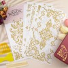 WANDIC 6 Sheets Transfer Stickers Gold Line Flower Border Pattern