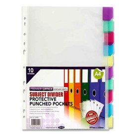 Premier Stationery H2755906 Premier Depot A4 Punched Pocket with Divider (Pack of 10)