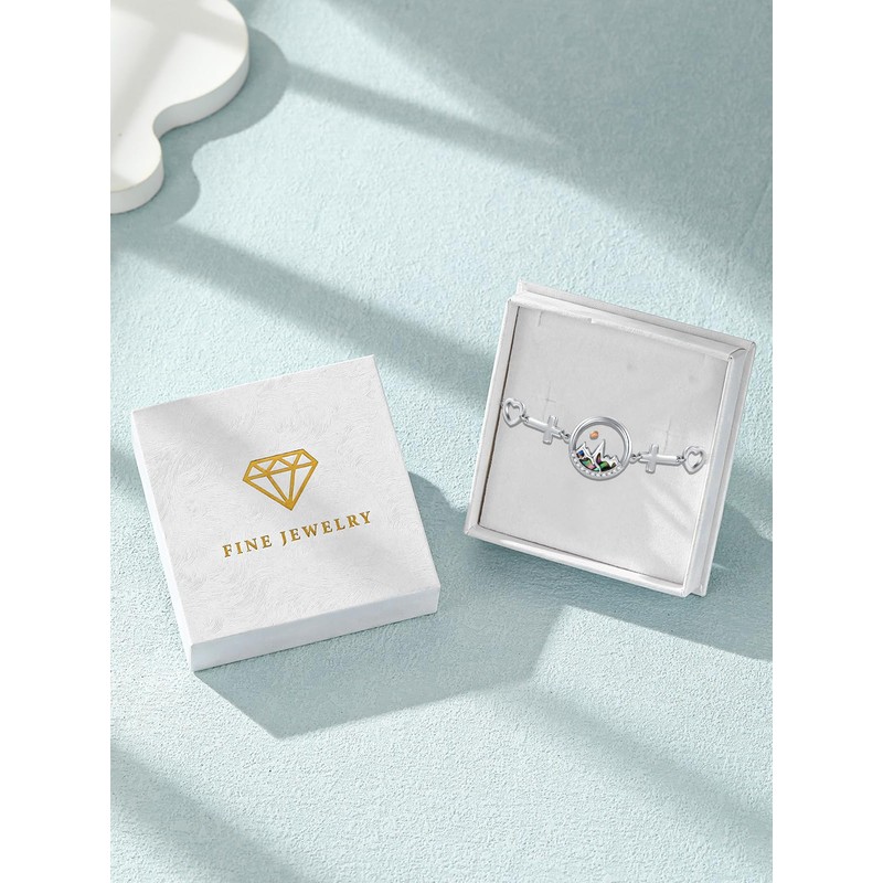 F4DEDAN Sterling Silver Cross Bracelet for Women Mountain Abalone Shell