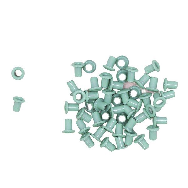 Craftelier - Pack of 50 mini grommets ideal for cards, scrapbooking and other crafts, suitable for EVA rubber, tags or album covers, outer diameter 0.48 cm, turquoise