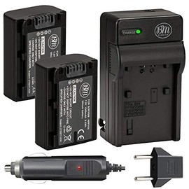 BM Premium Pack of 2 NP-FV50 Batteries and Battery Charger for Sony FDR-AX53, HDR-CX675/B, HDR-CX455/B, HDR-CX330, HDR-CX380, HDR-CX430V, HDR-CX900, TD30V, HDR-CX260V, HDR-CX580V, HDR-CX760V, HDR-PJ200, HDR-PJ230, HDR-PJ340, HDR-PJ380, HDR-PJ430V, HDR-PJ