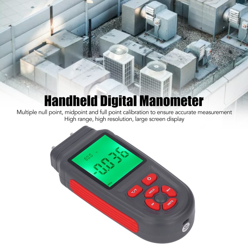 Digital Manometer ABS Shell Handheld High Accuracy HD Display Screen