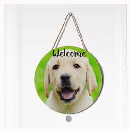 Ceutoiy Puppy Dog Wreath Hangers For Front Door Welcome Home Sign, Cute Labrador Dogs Farmhouse Door Hanger Indoor Outdoor Signs For Holiday Office Home Window Decoration
