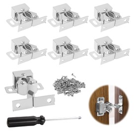 QINGHEC 10 Pcs Roller Catch Cupboard Cabinet Door Latch Twin Double Catches, Double Roller Door Catch with Screw, Strong Hold Kitchen Cabinet Door Catches for Cupboards Closet Wardrobe-Silver