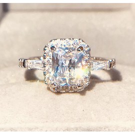 WDIYIEETN Fashion Jewelry 925 Sterling Silver Shiny Princess Square Cut CZ Crystal Diamond Wedding Ring for Women (10)