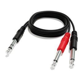 ExcelValley - Stereo to Mono Splitter Cable - 1/4" TRS to 2 x 1/4" TS - Professional Audio Adapter for Headphones, Microphones, Mixers, Amplifiers and Recording Equipment [150 cm - 59.06"]