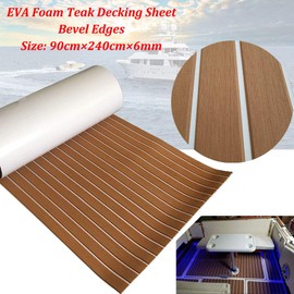 yuanjiasheng EVA Faux Teak Decking Sheet for Boat Yacht Non-Slip and Self-Adhesive Boat Flooring Pad 94.5"× 35.4" Bevel Edges