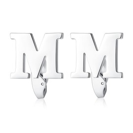 HONEY BEAR Letters Initials Letters Cufflinks Men's Stainless Steel Cufflinks Silver, Copper, No Gemstone