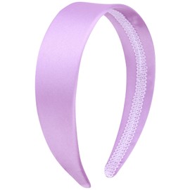 Wecoe 1.6 Inch Wide Purple Silk Satin Plain Headband for Women, Non-Slip Solid Hair Accessory for Fashion, DIY, Mardi Gras, Carnival - Diademas Para Mujer Gifts