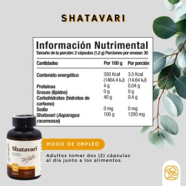 Shatavari 1000 Mg 60 Capsulas | Adaptógeno | Ingredientes Naturales | Momosie Vitaminas Mujer / Hombre